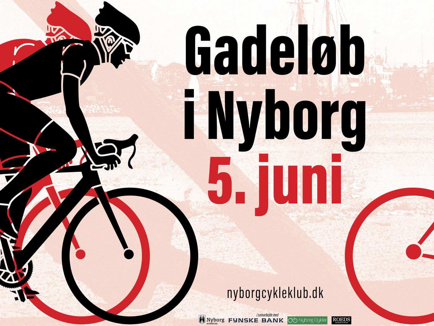 Plakat for Gadeløb i Nyborg 5. juni 2026