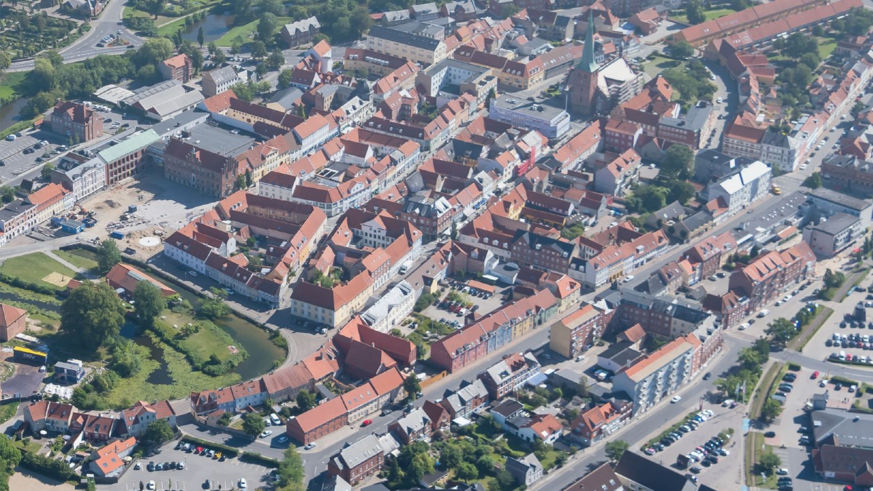 Luftfoto Nyborg bykerne