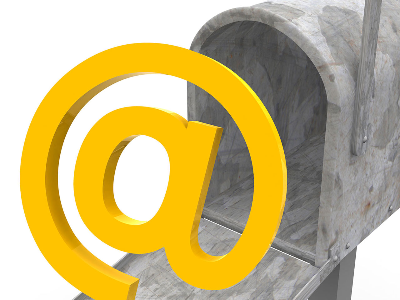 Tegning af en postkasse med et @ foran